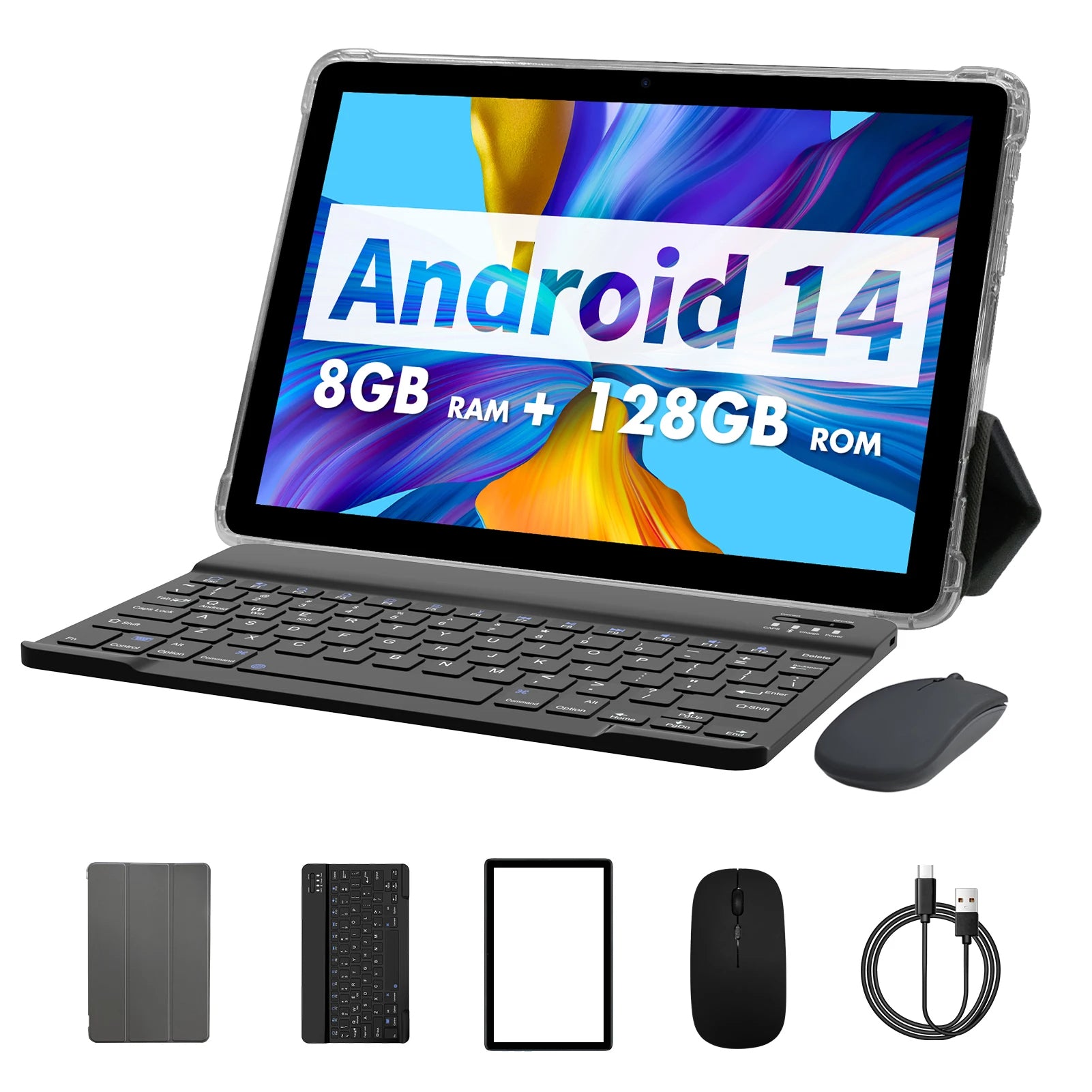 PRITOM TAB11 Android 14 Tablet 10 Inch, 8GB(4+4 Expand) RAM + 128GB ROM, Octa Core, 5G WiFi, with Keyboard, Mouse, Case Royal Luxe Market